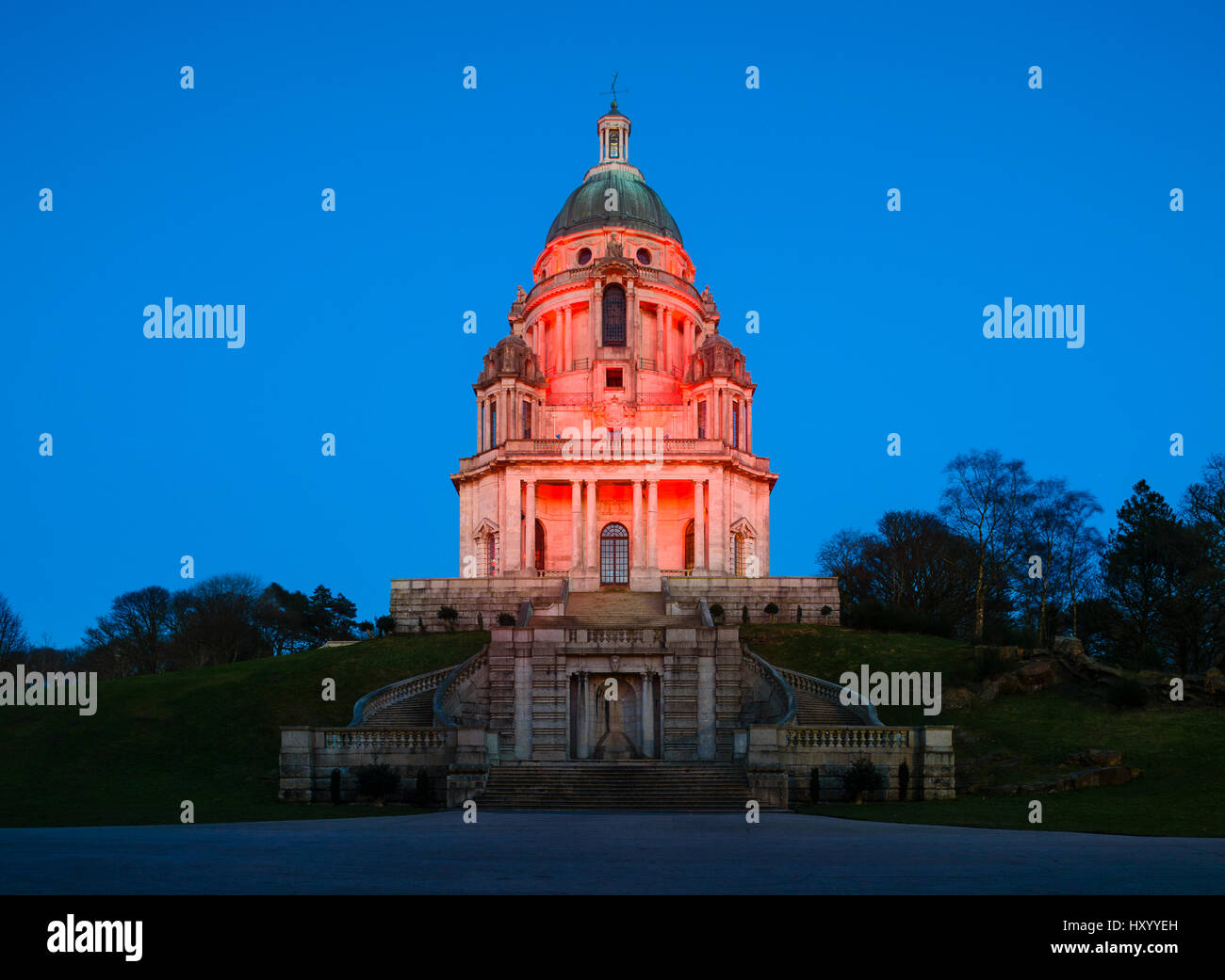 The Ashton Memorial in Williamson Park Lancaster Lancashire England. It is a Grade 1 listed building Stock Photo