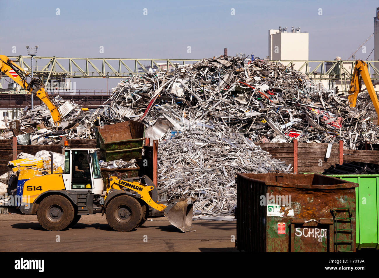 Germany,  Cologne, scrap yard with old metal in the district Deutz. Stock Photo