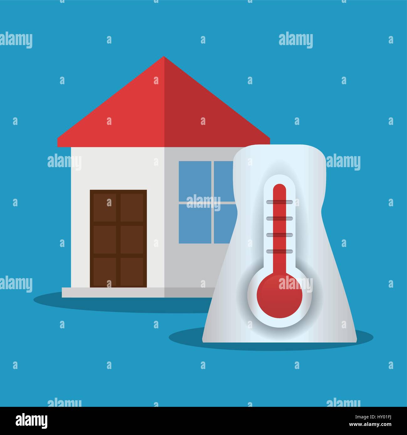 House with thermometer icon air conditioning Vector Image