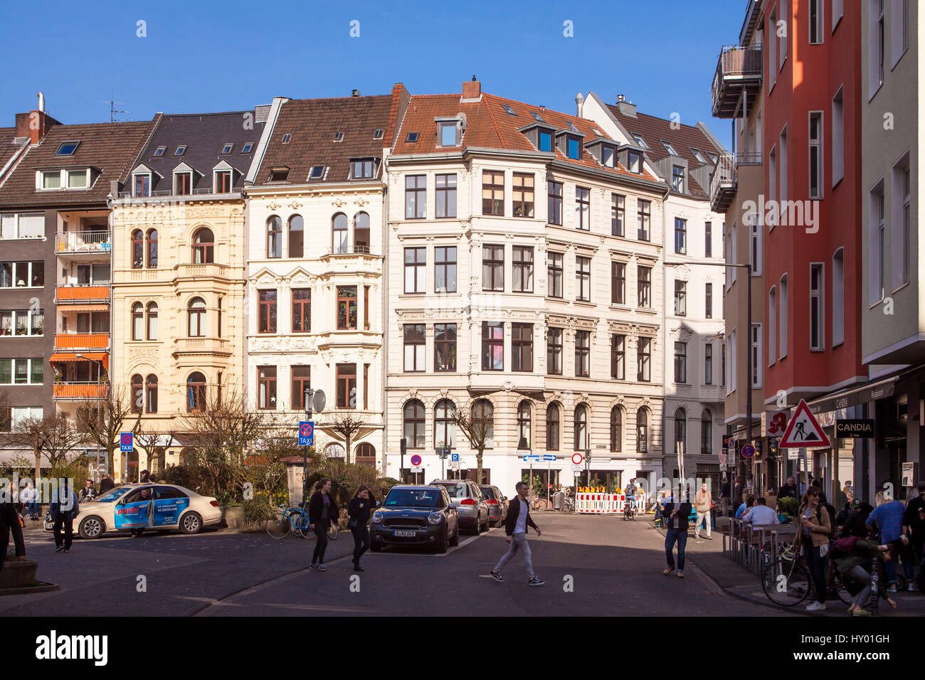Europe, Germany,  Cologne, houses at the square Bruesseler Platz in the Belgian Quarter. Stock Photo