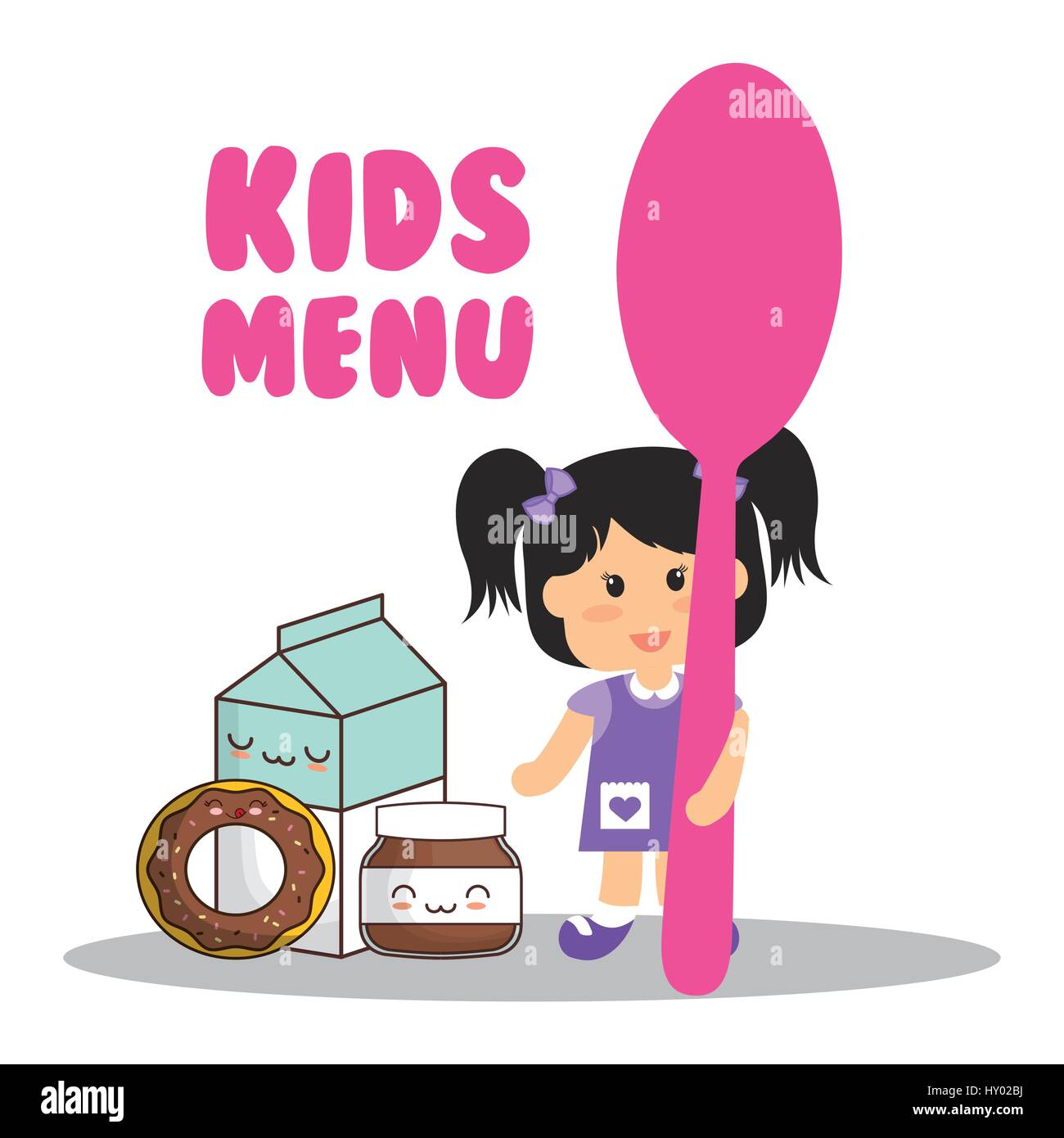 kids menu girl holding spoon food Stock Vector Image & Art Alamy