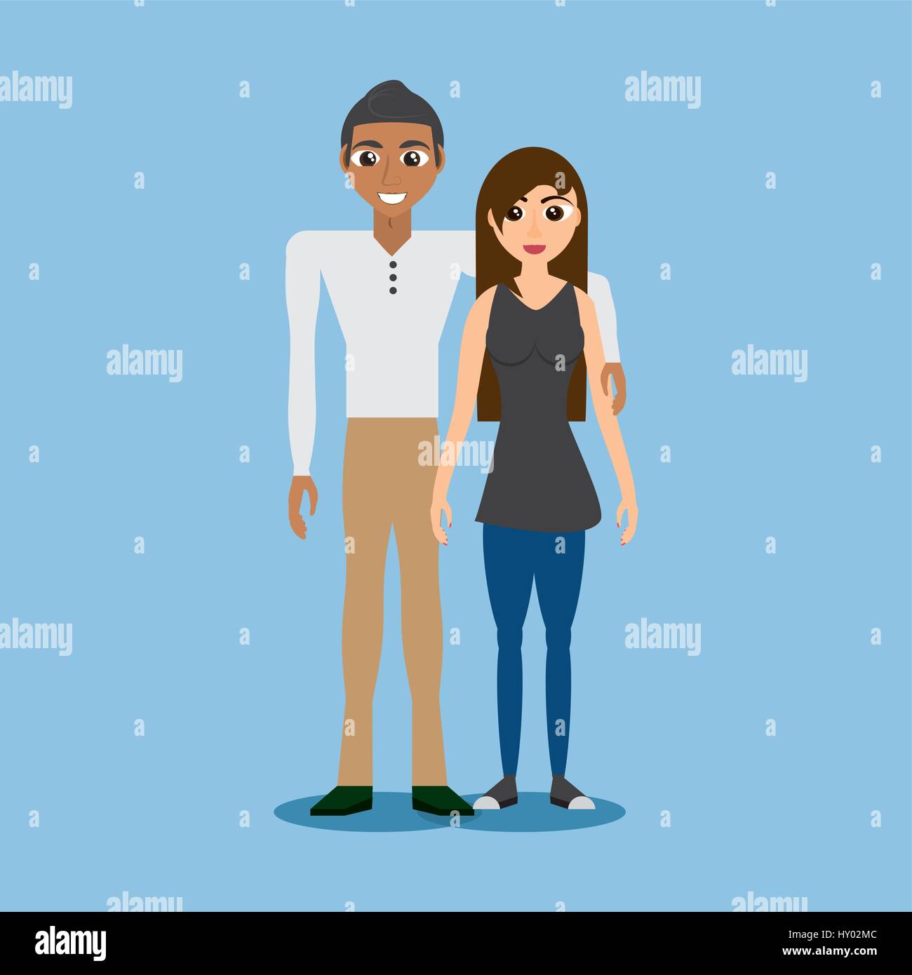 multiethnic couple together design Stock Vector