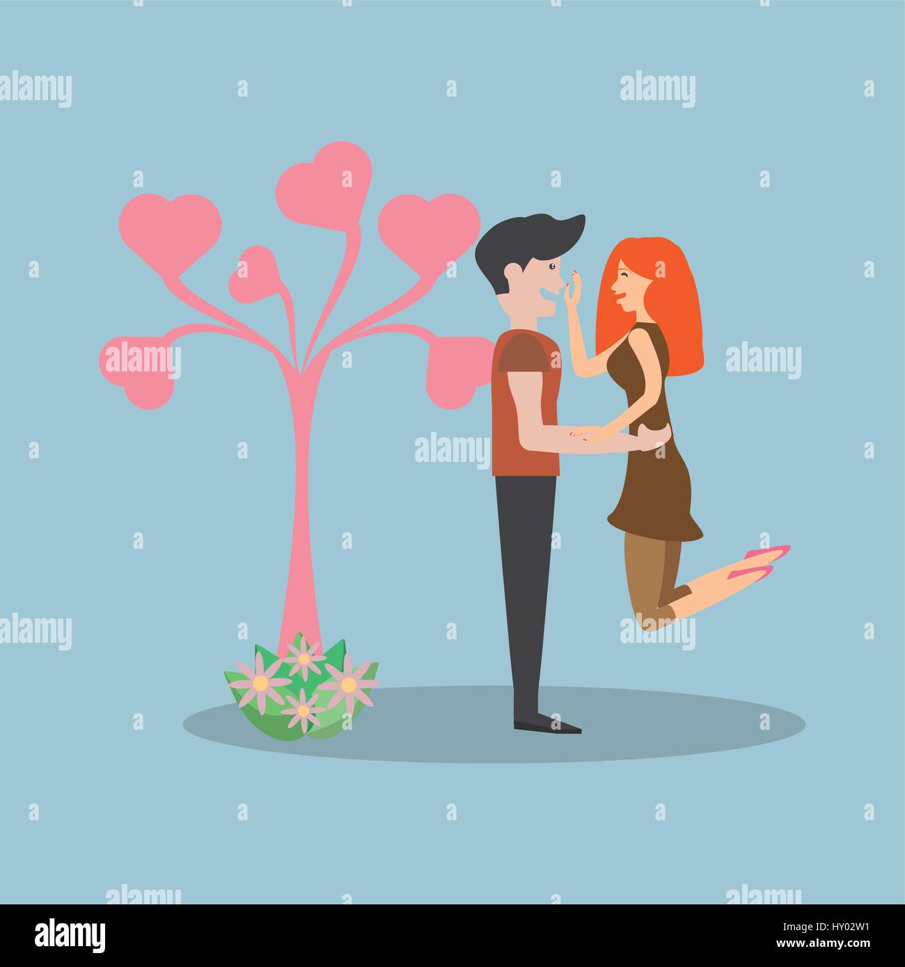 couple together realtion with cute tree Stock Vector Image & Art - Alamy
