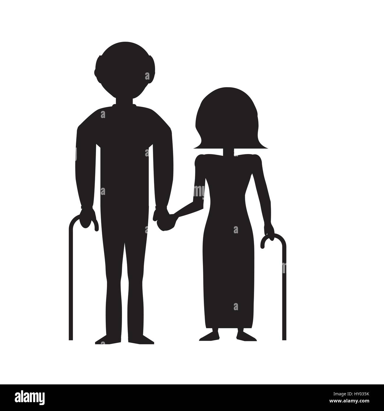 Old Senior Elderly Couple Silhouette High Resolution Stock Photography ...
