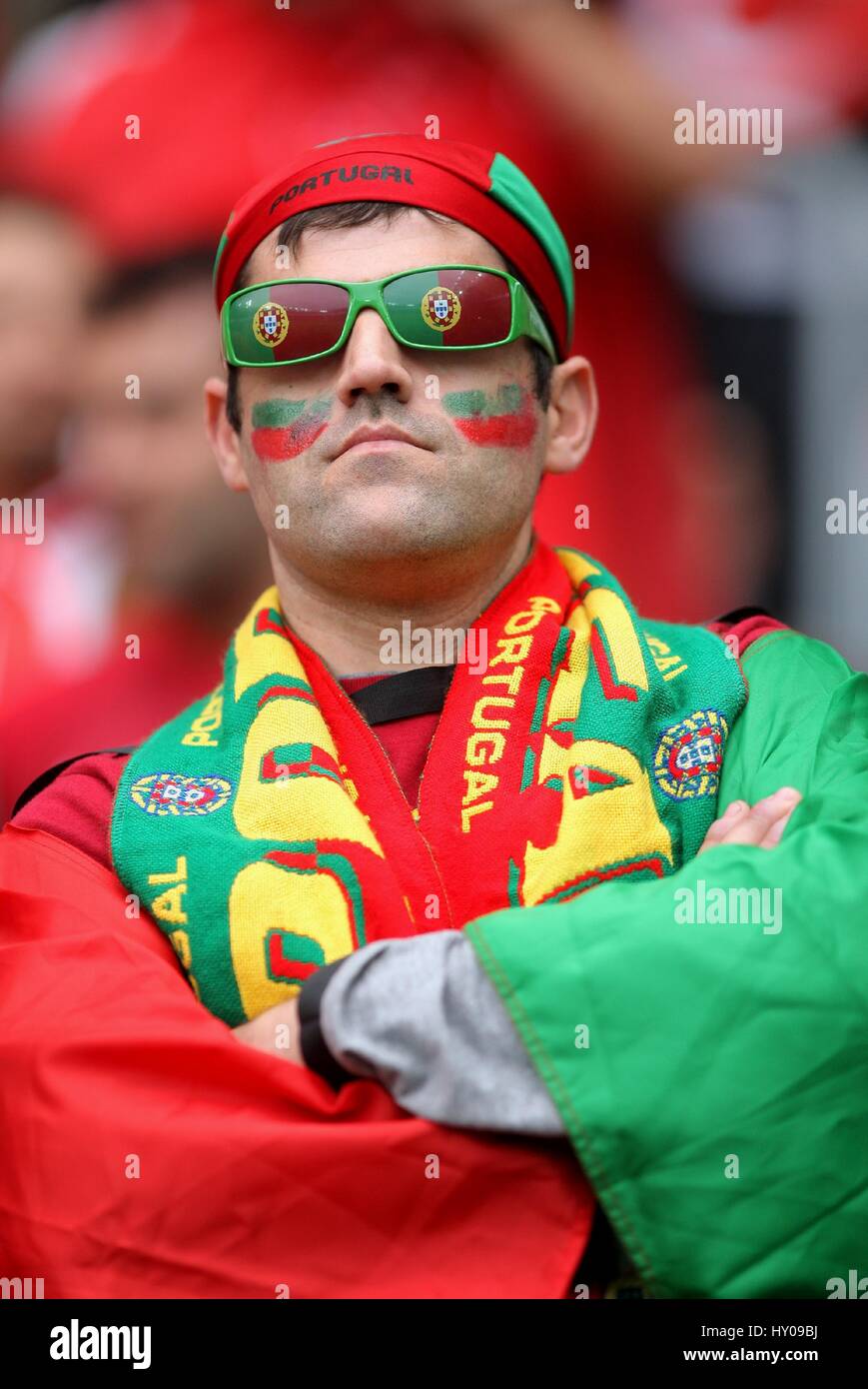 PORTUGAL FAN PORTUGAL V TURKEY EURO 2008 STADE DE GENEVE GENEVE SWITZERLAND 07 June 2008 Stock Photo