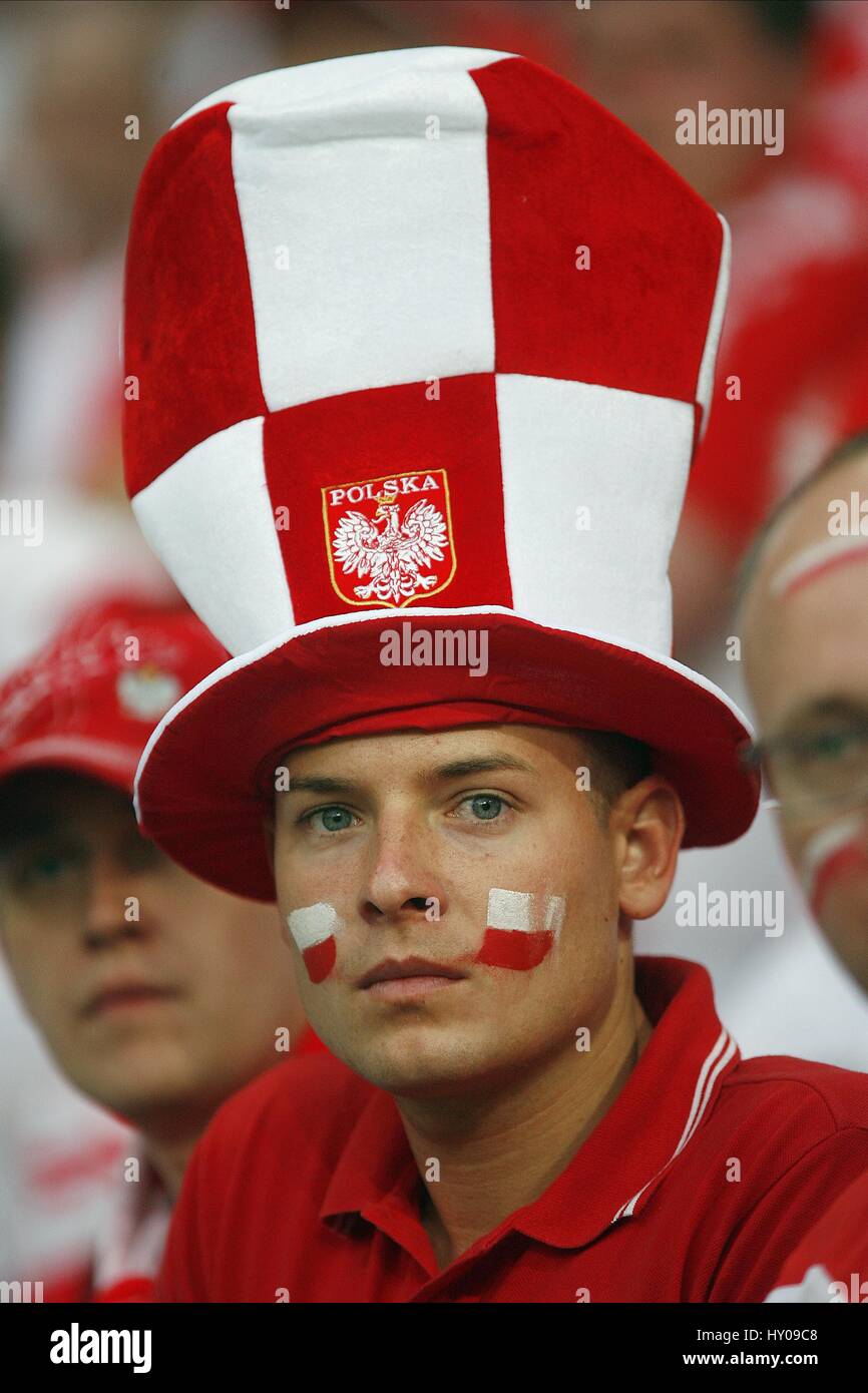 POLISH FOOTBALL FAN GERMANY V POLAND WORTHERSEE STADIUM KLAGENFURT AUSTRIA 08 June 2008 Stock Photo