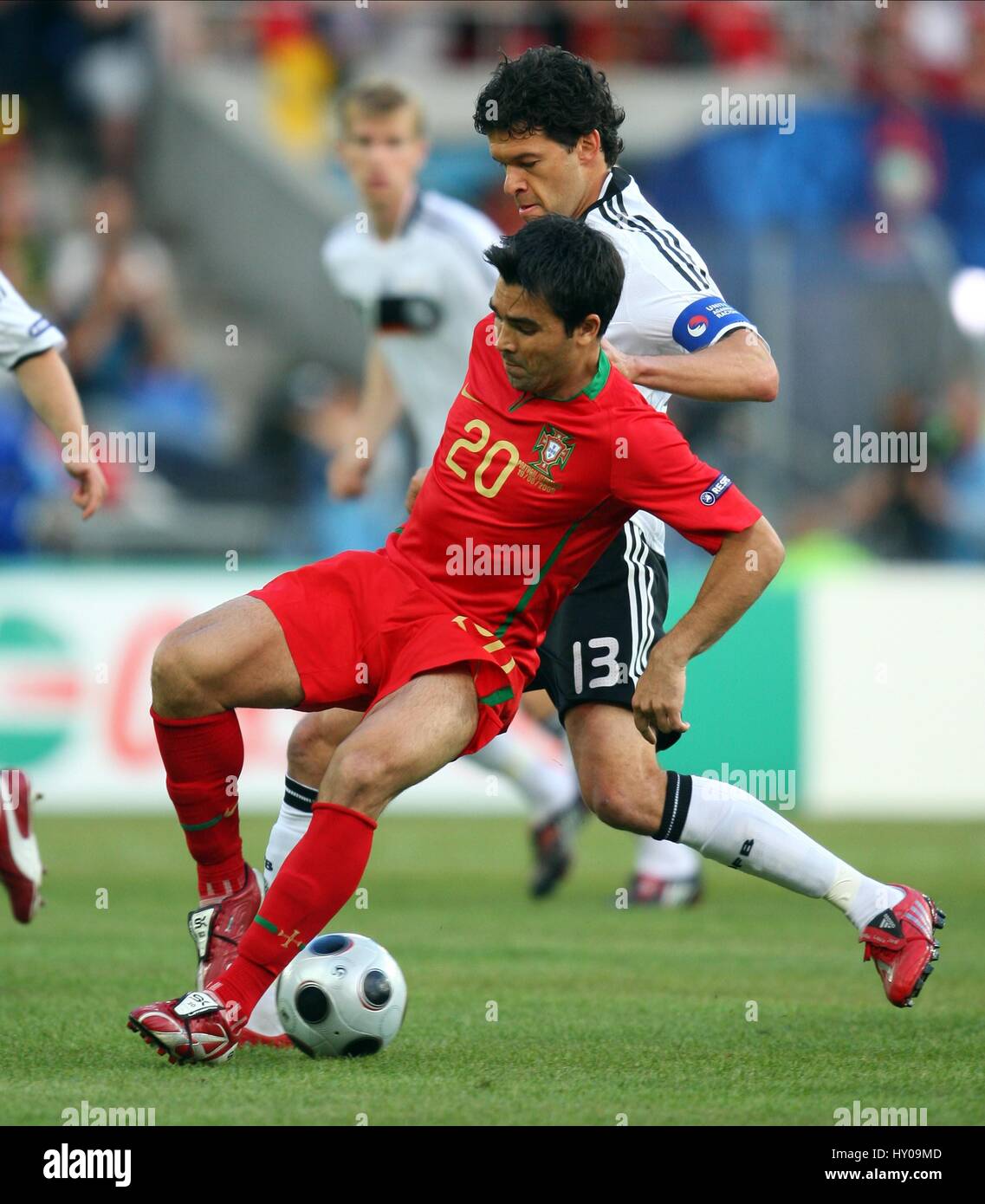 DECO & MICHAEL BALLACK PORTUGAL V GERMANY ST JAKOB-PARK BASEL SWITZERLAND  19 June 2008 Stock Photo - Alamy