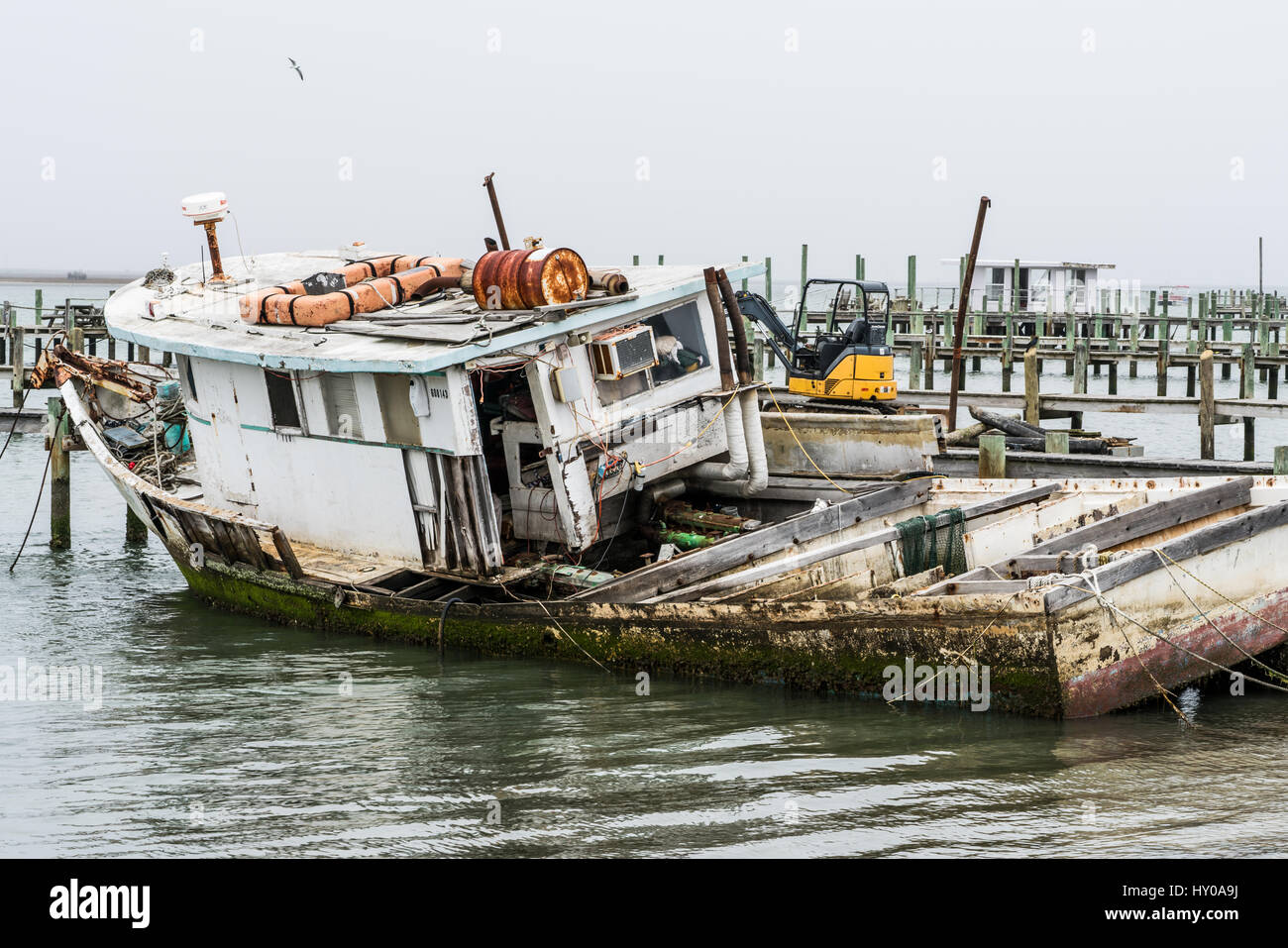 old boat on Chincoteague island, VA Stock Photo Alamy