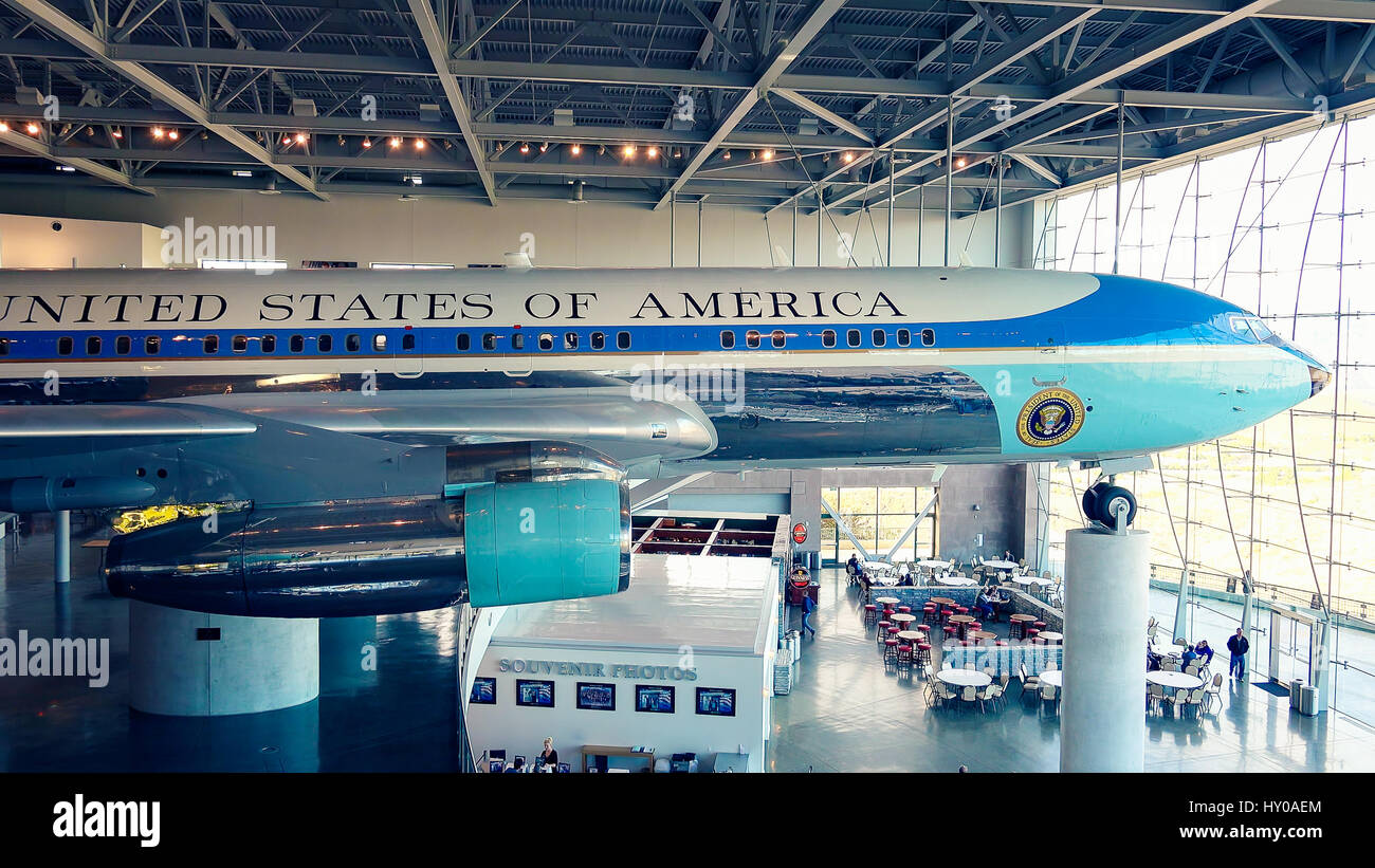 Air Force One on Display at the Ronald Reagan Presidential Library and Museum Stock Photo