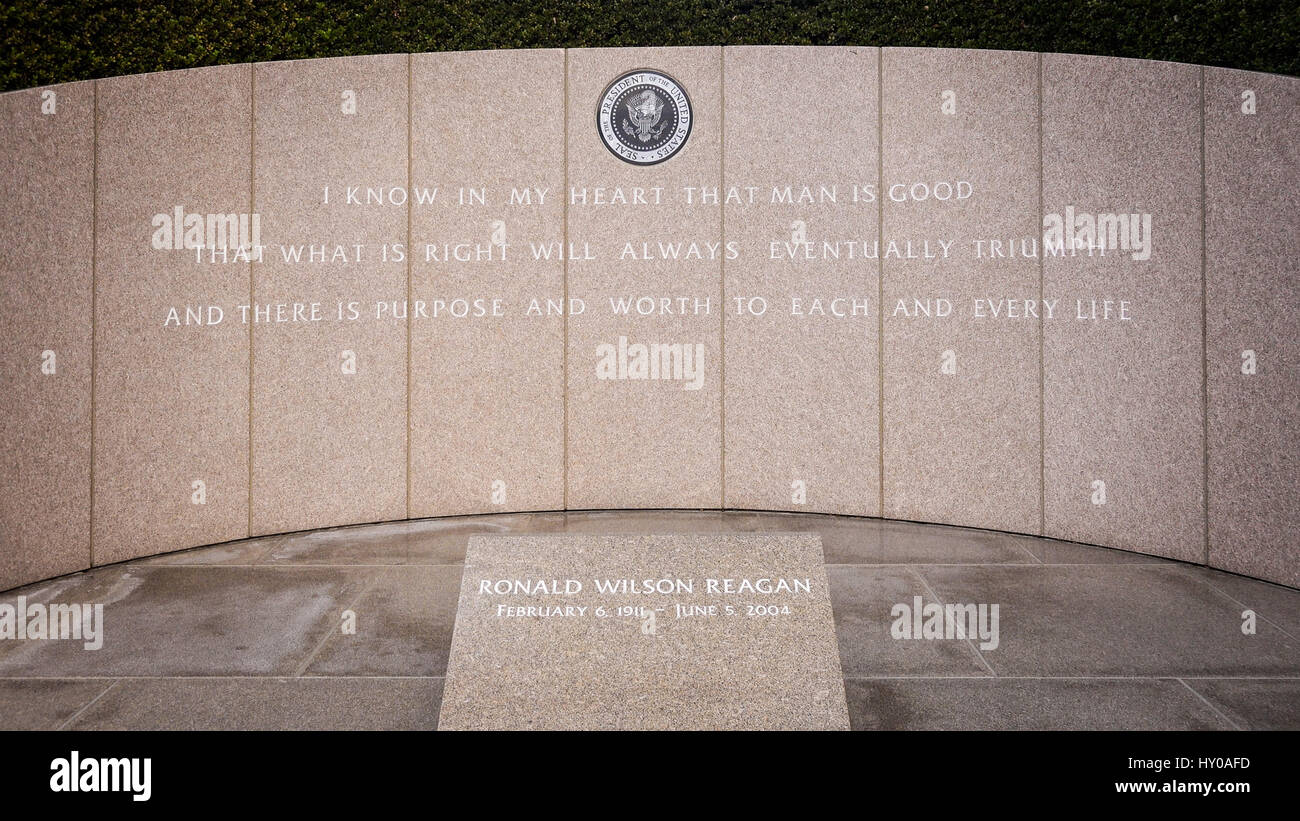 President Reagan's Final Resting Place at the Ronald Reagan Presidential Library Stock Photo