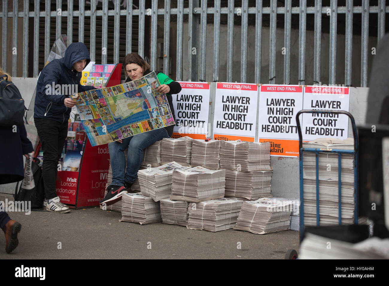 Evening Standard newspaper street vendor selling the longestablished