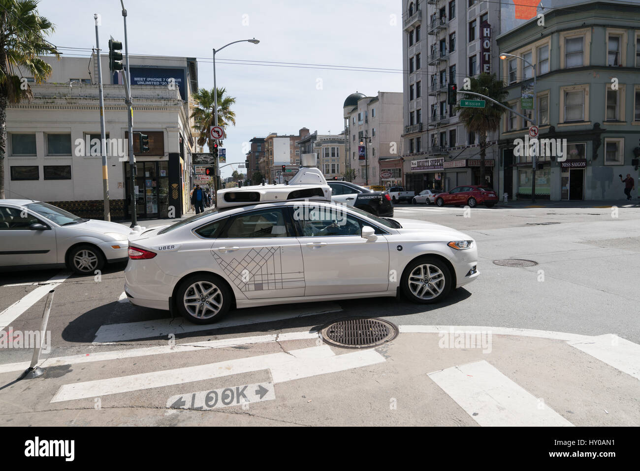 Self Driving Uber, San Francisco Stock Photo