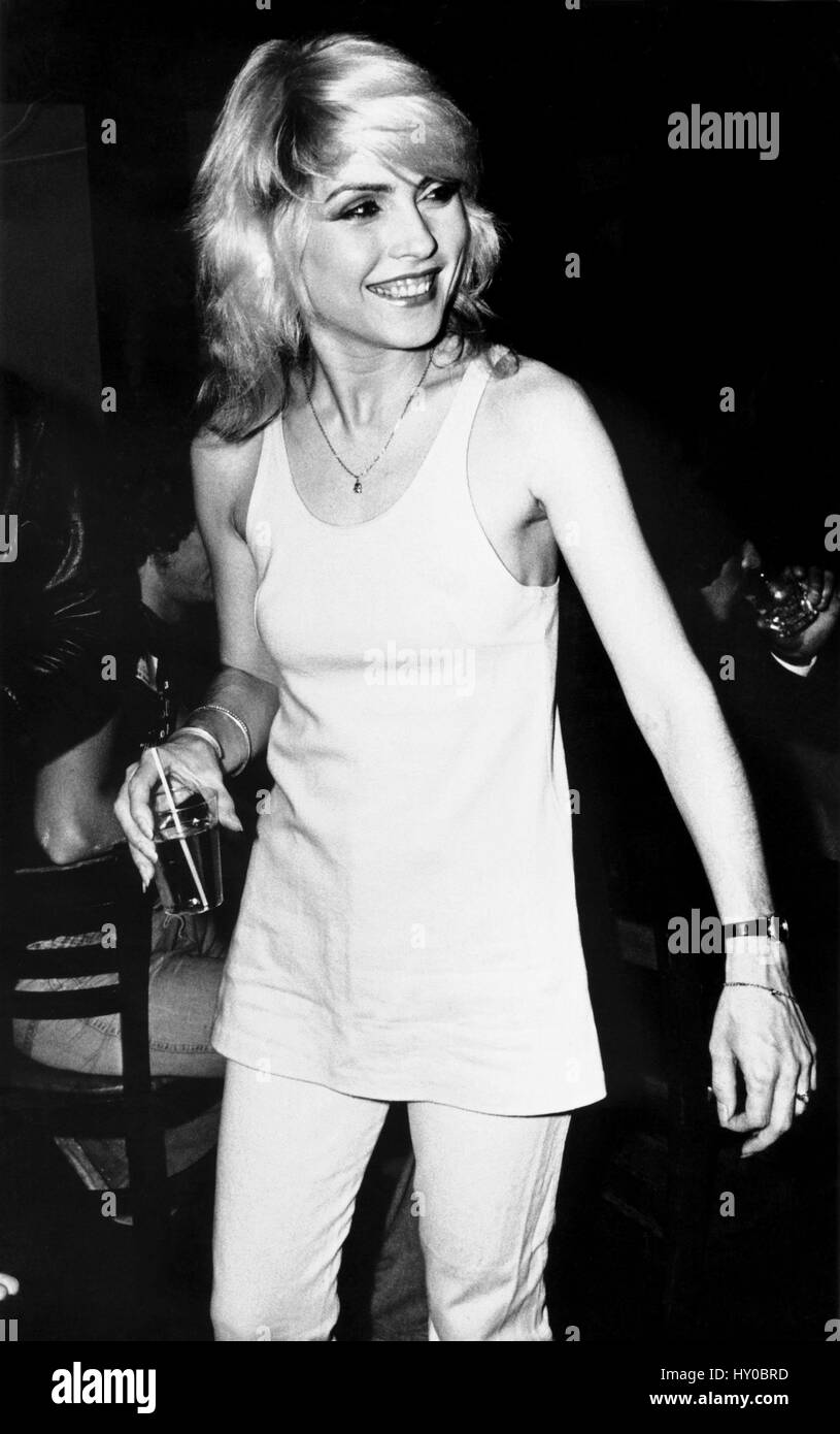 Debbie Harry of Blondie relaxes downsatirs after a performance at My Father's Place in Roslyn, Long Island.  June 1, 1978. © Gary Gershoff / MediaPunch. Stock Photo