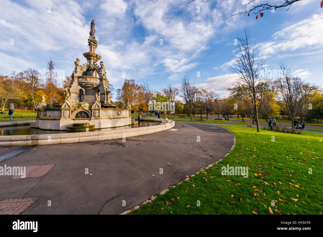 Fountain in the Kelvingrove Park, Glasgow Stock Photo