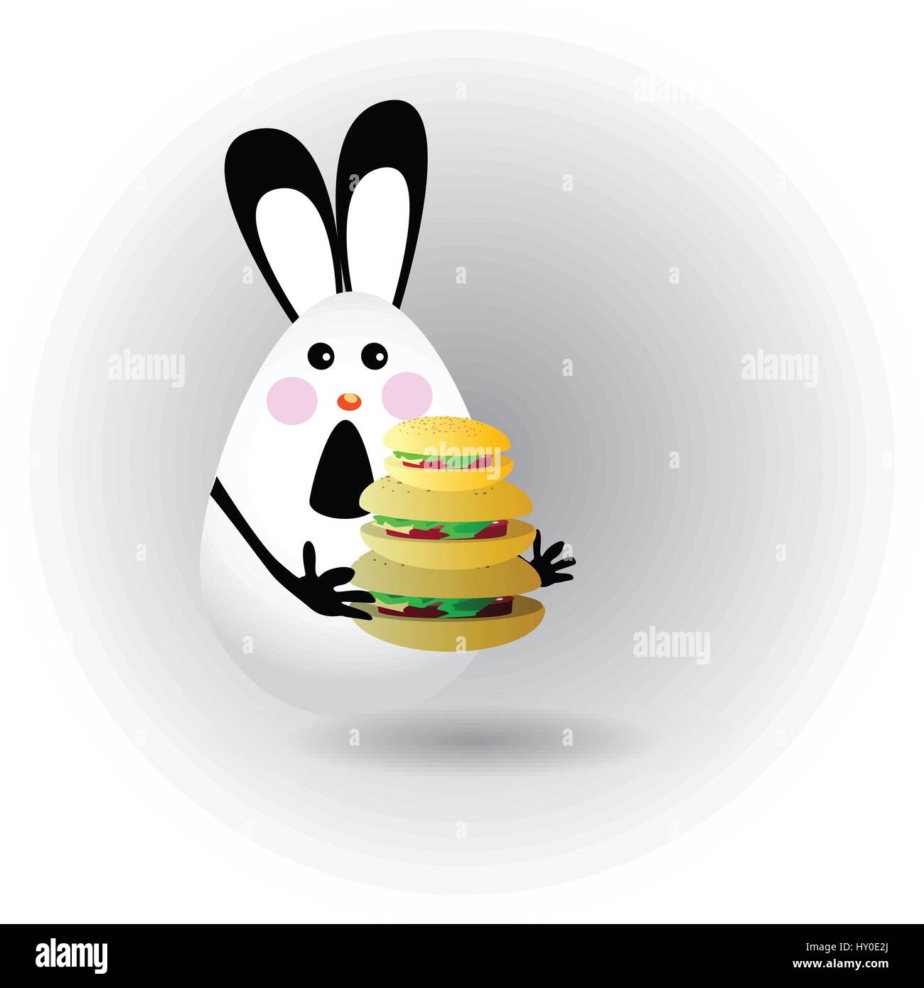 Easter. Egg-rabbit funny with faces illustration for your design ...