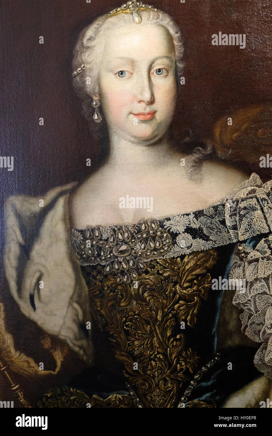 Queen Maria Theresa Habsburg Lothringen, oil on canvas, painted by Martin von Meytens exhibited at the Museum of the City of Zagreb Stock Photo