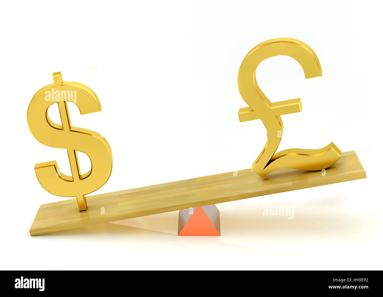 Balancing, united states dollar and united kingdom pound Stock Photo