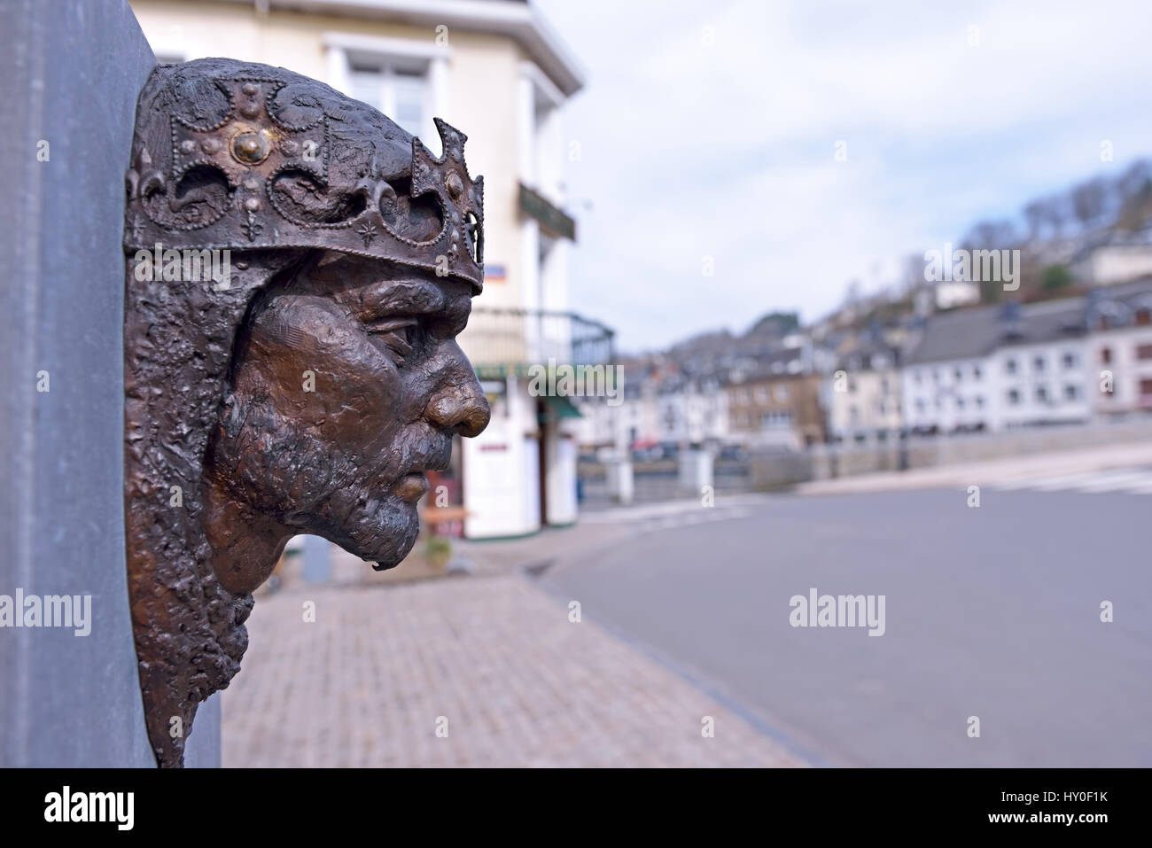 Statue of Godfrey de Bouillon in center of the city on March 24, 2017