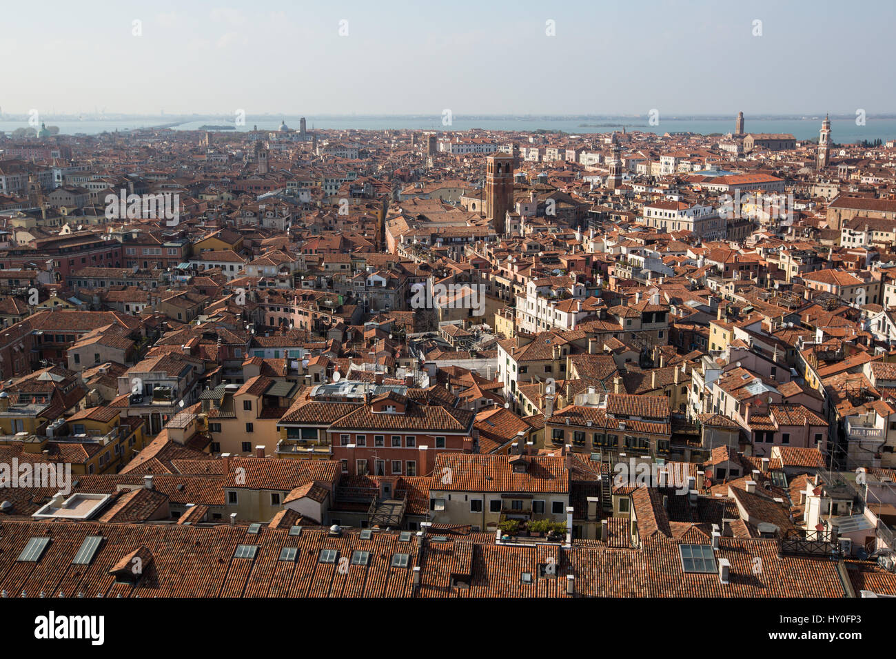 Venice rooftops view from above, from the Campanile, St Marks Square, Venice, Italy Europe Stock Photo
