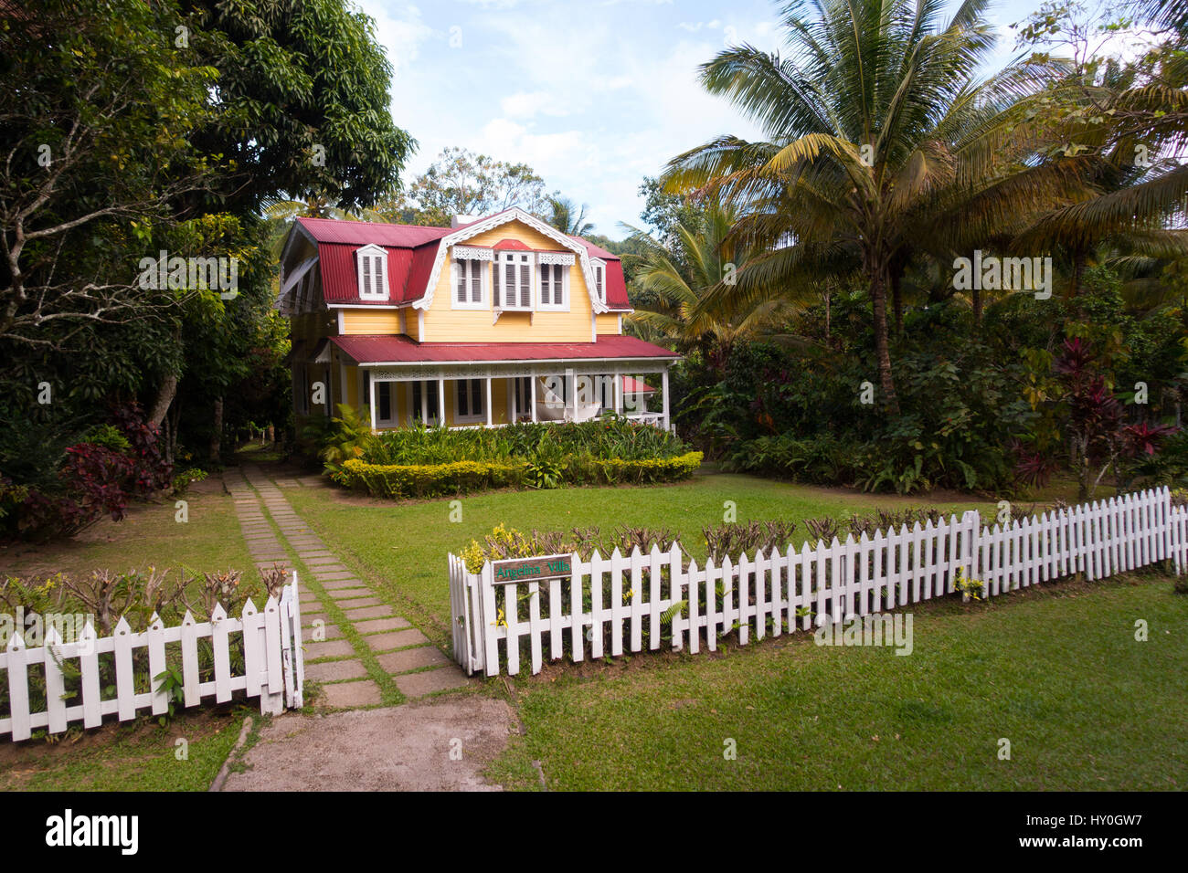 Planter's house on a cocoa Plantation on the island of Saint Lucia Stock Photo