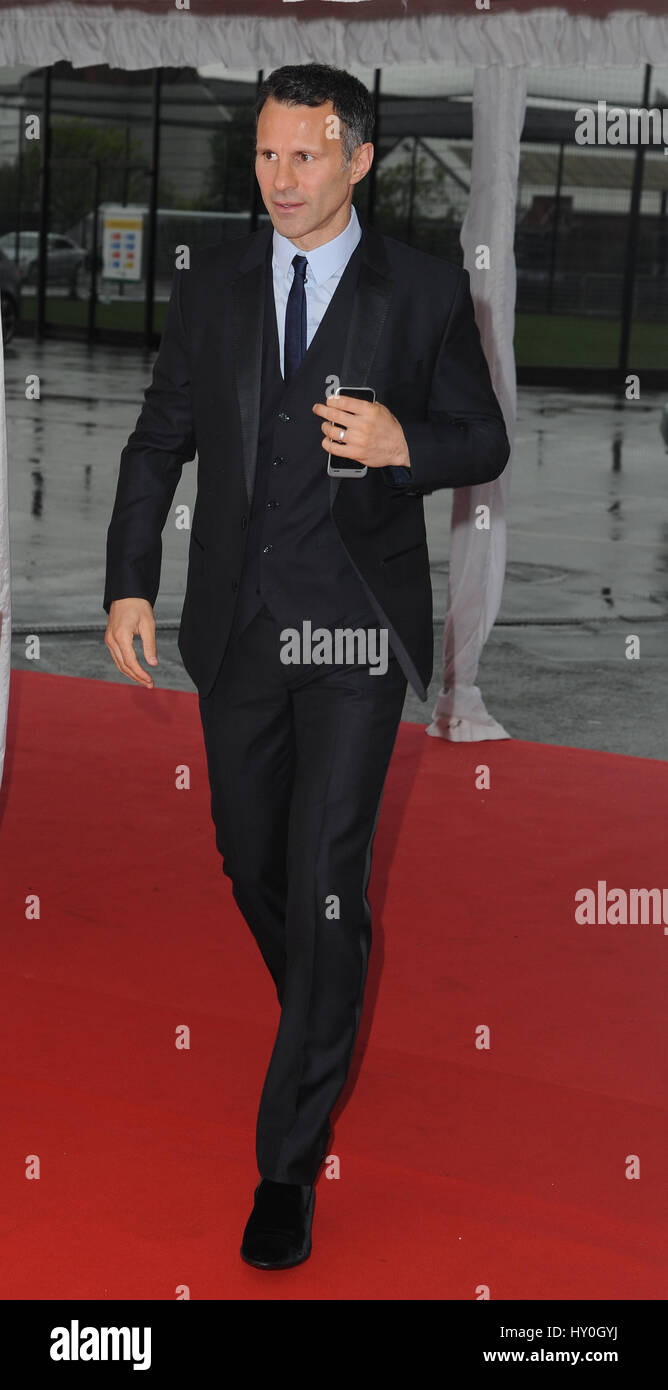 Ryan Giggs arrives at Manchester United Old Trafford, for Manchester United Player Of The Year Awards Stock Photo