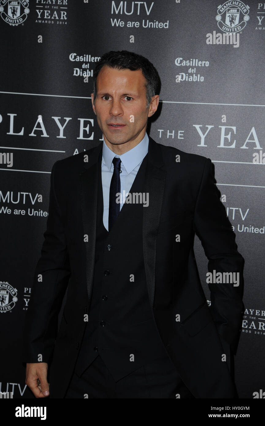 Ryan Giggs arrives at Manchester United Old Trafford, for Manchester United Player Of The Year Awards Stock Photo