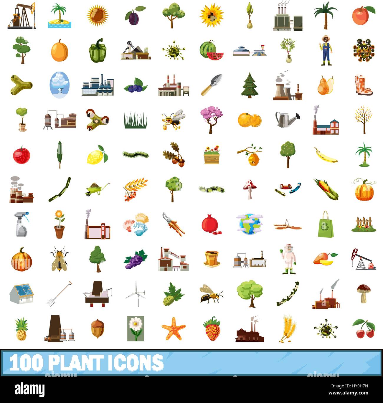 100 plant icons set, cartoon style Stock Vector Image & Art - Alamy