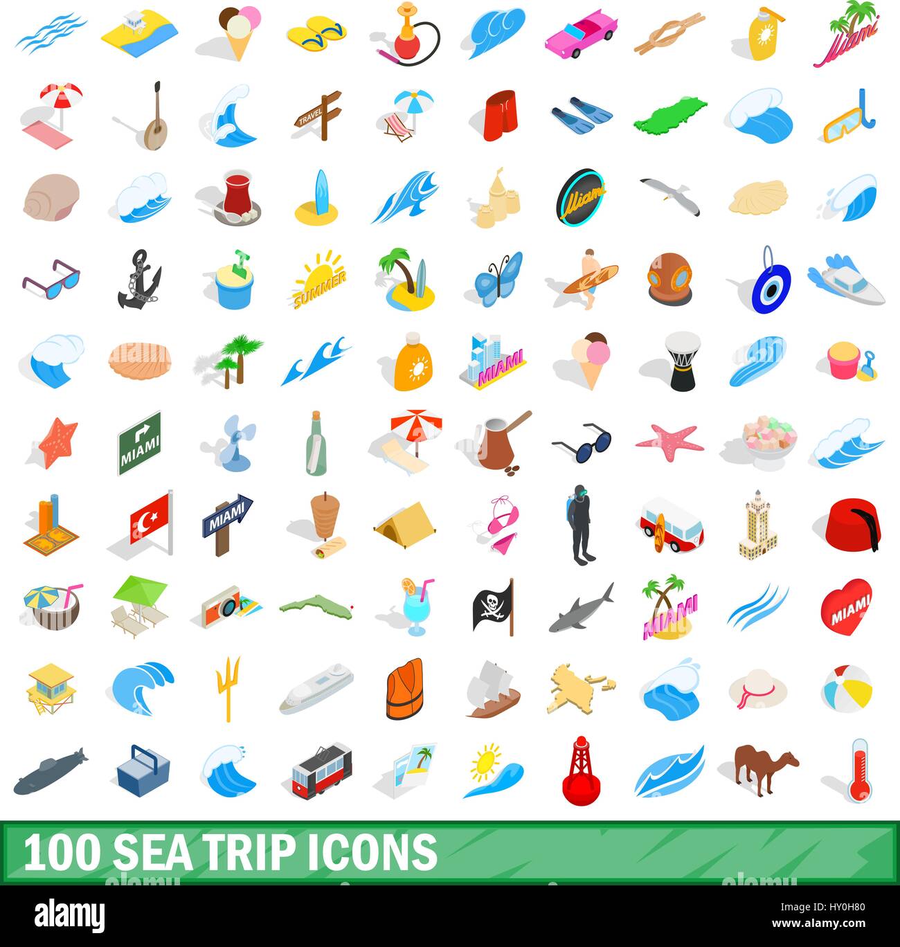 100 sea trip icons set, isometric 3d style Stock Vector Image & Art - Alamy