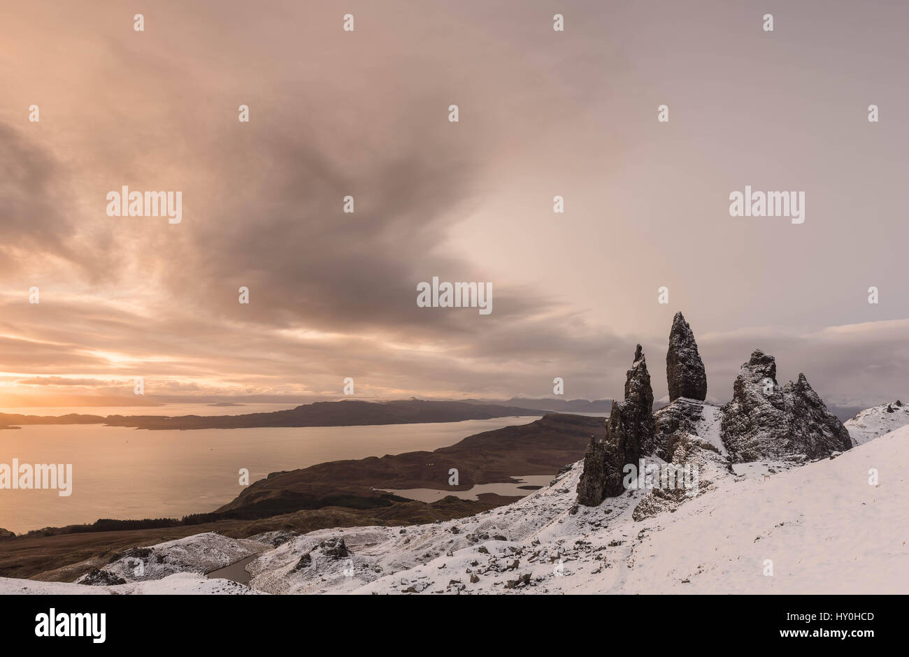 The Old Man of Storr on a Beautiful winter's Morning. Stock Photo