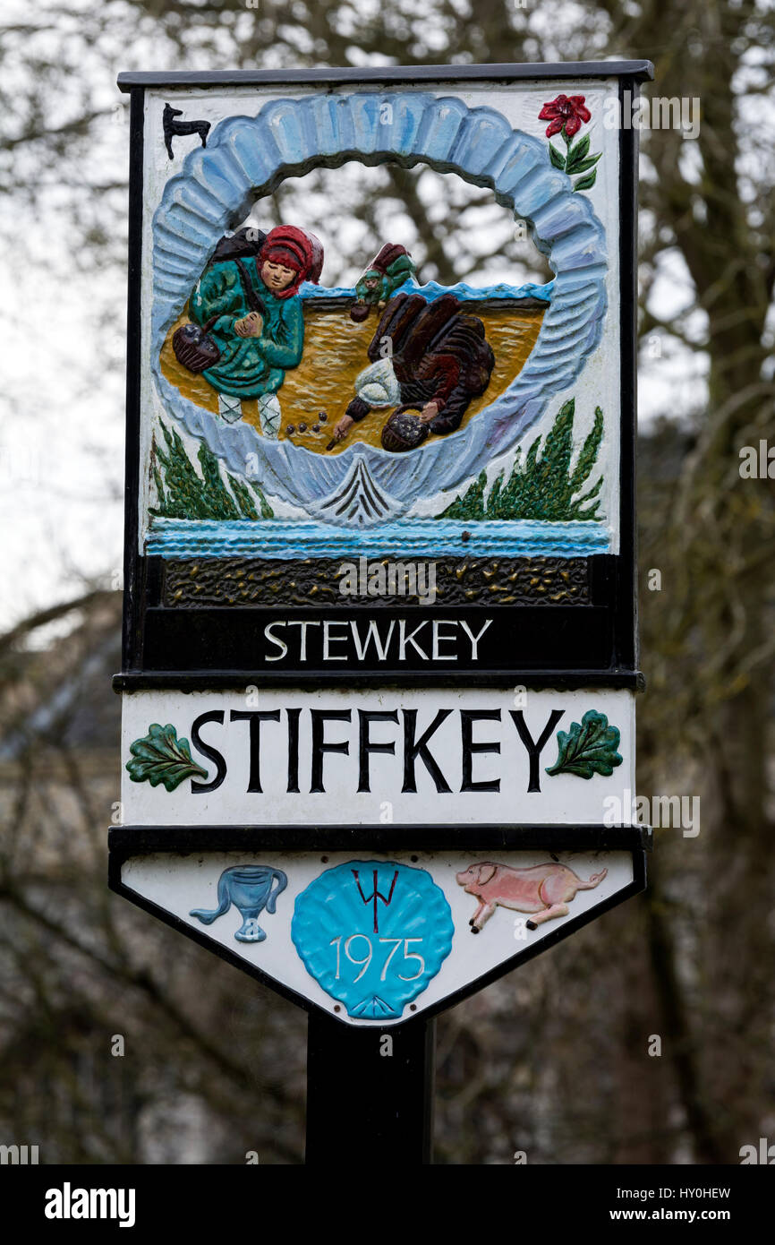 Stiffkey village sign, Norfolk, England, UK Stock Photo