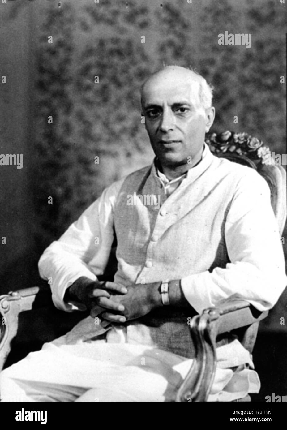 The Indian Politician And Prime Minister Jawaharlal Nehru Black And