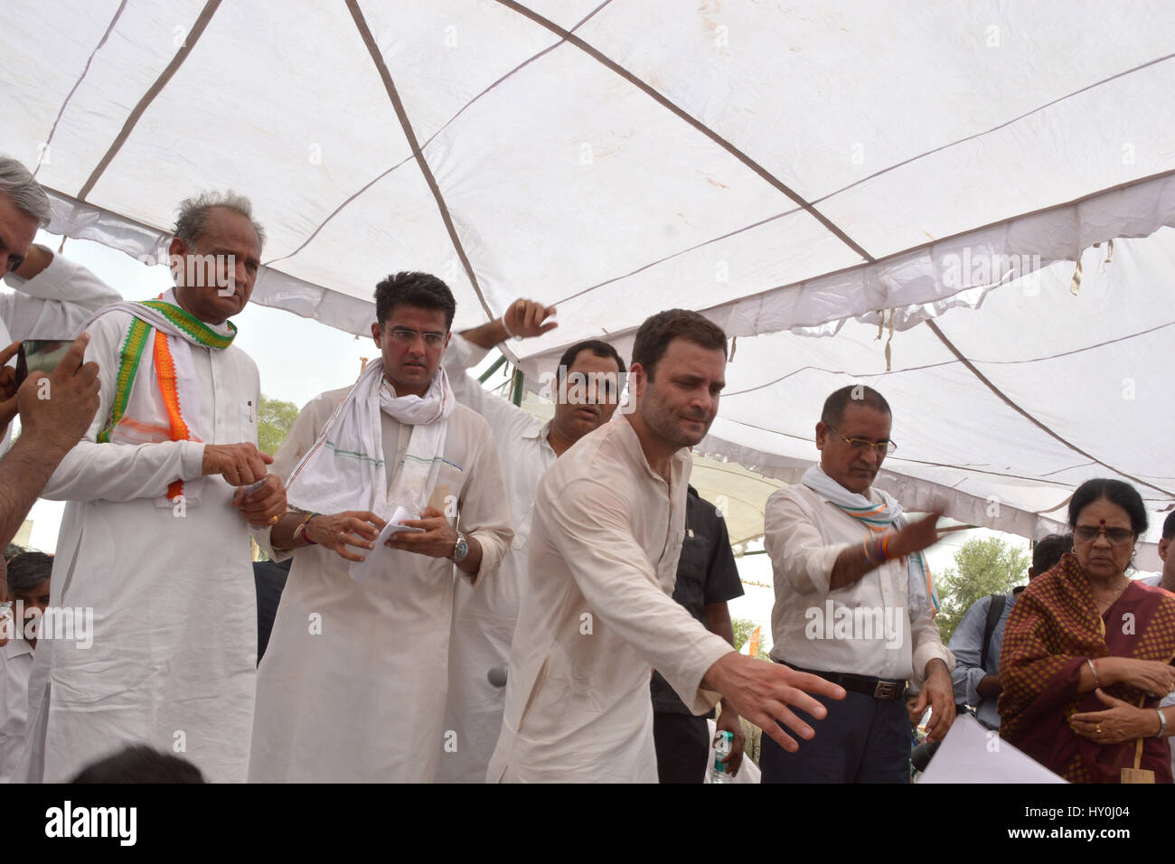 Indian national congress party members, rahul gandhi, sachin pilot and ashok gehlot, india, asia Stock Photo