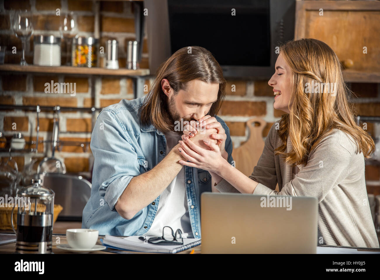 Man kissing hand lady hi-res stock photography and images - Alamy