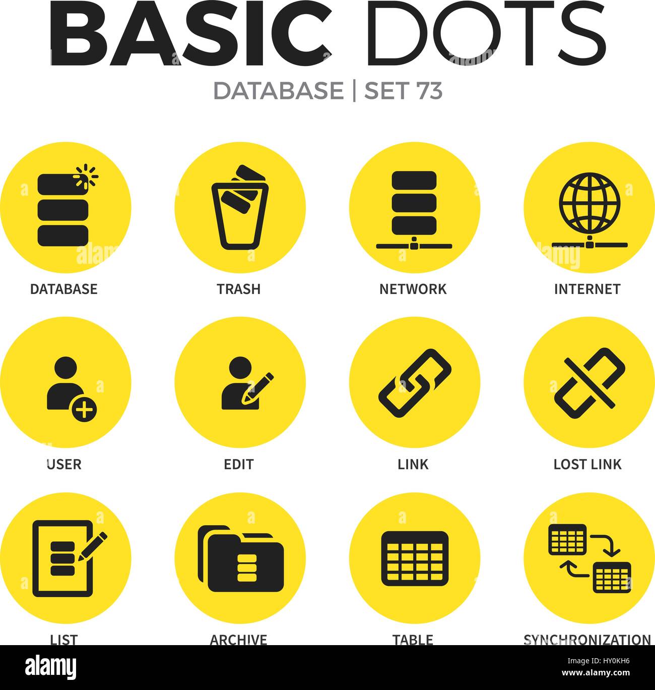 Database flat icons vector set Stock Vector Image & Art - Alamy