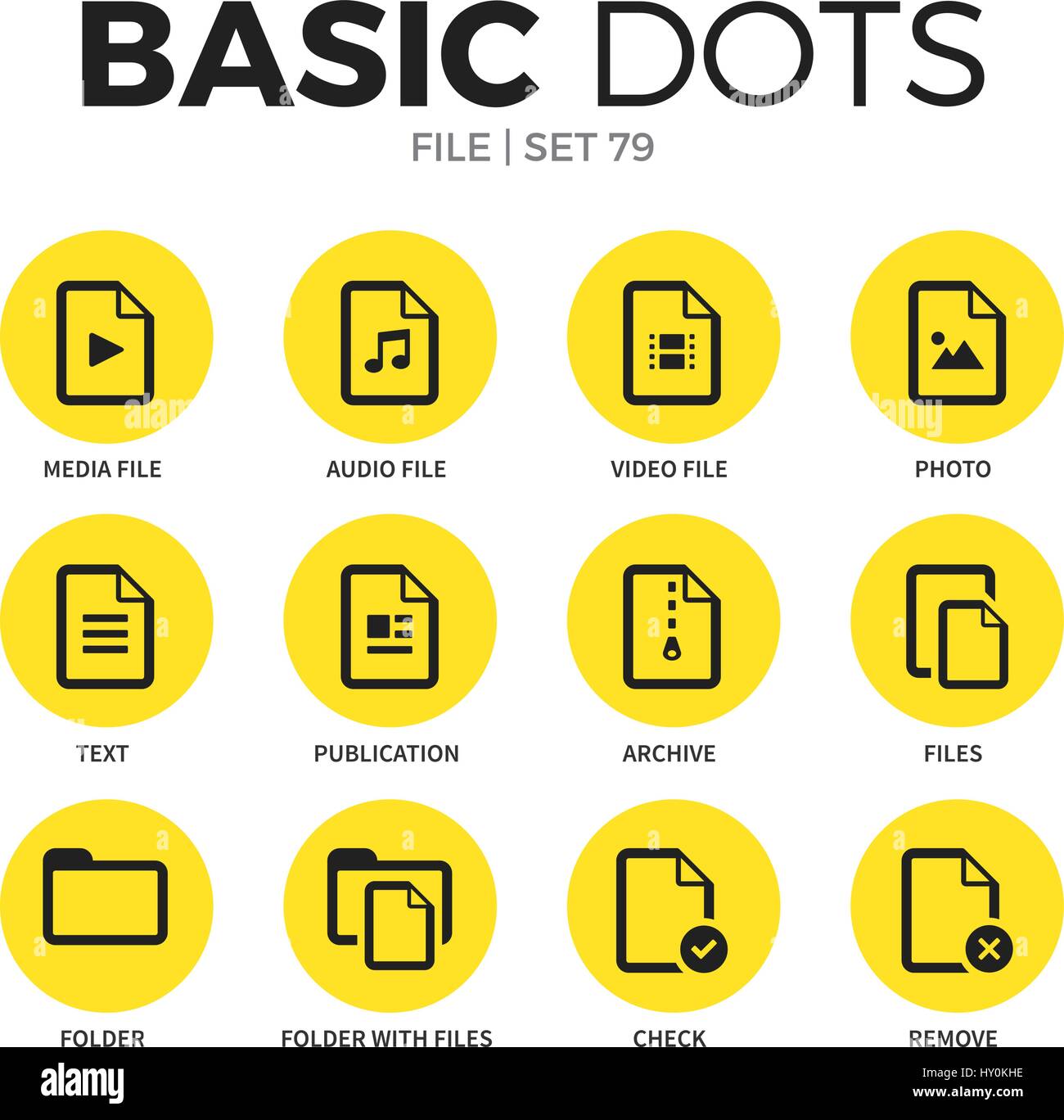 File flat icons vector set Stock Vector