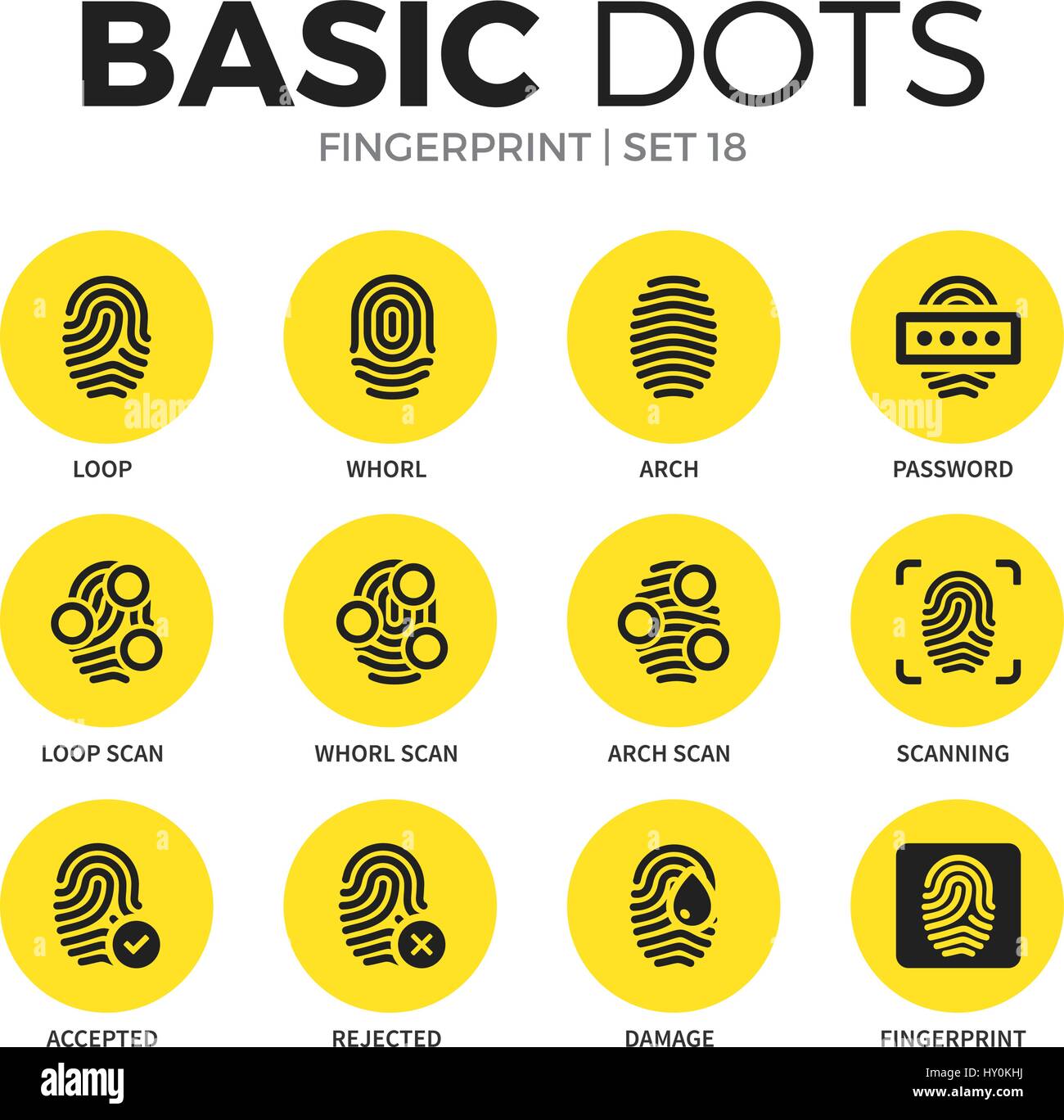 Fingerprint flat icons vector set Stock Vector Image & Art - Alamy