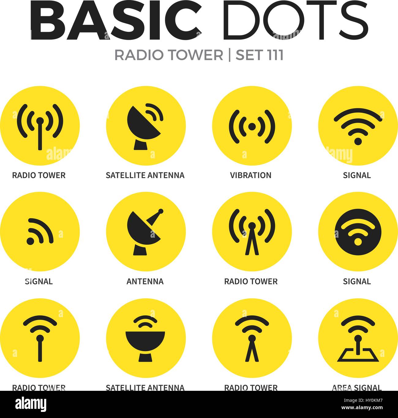 Radio tower flat icons vector set Stock Vector Image & Art - Alamy