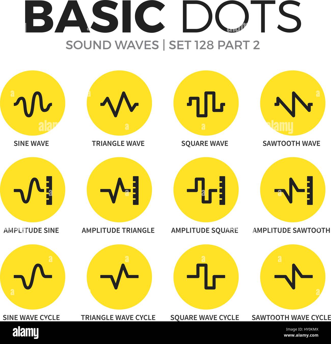 Sound waves flat icons vector set Stock Vector