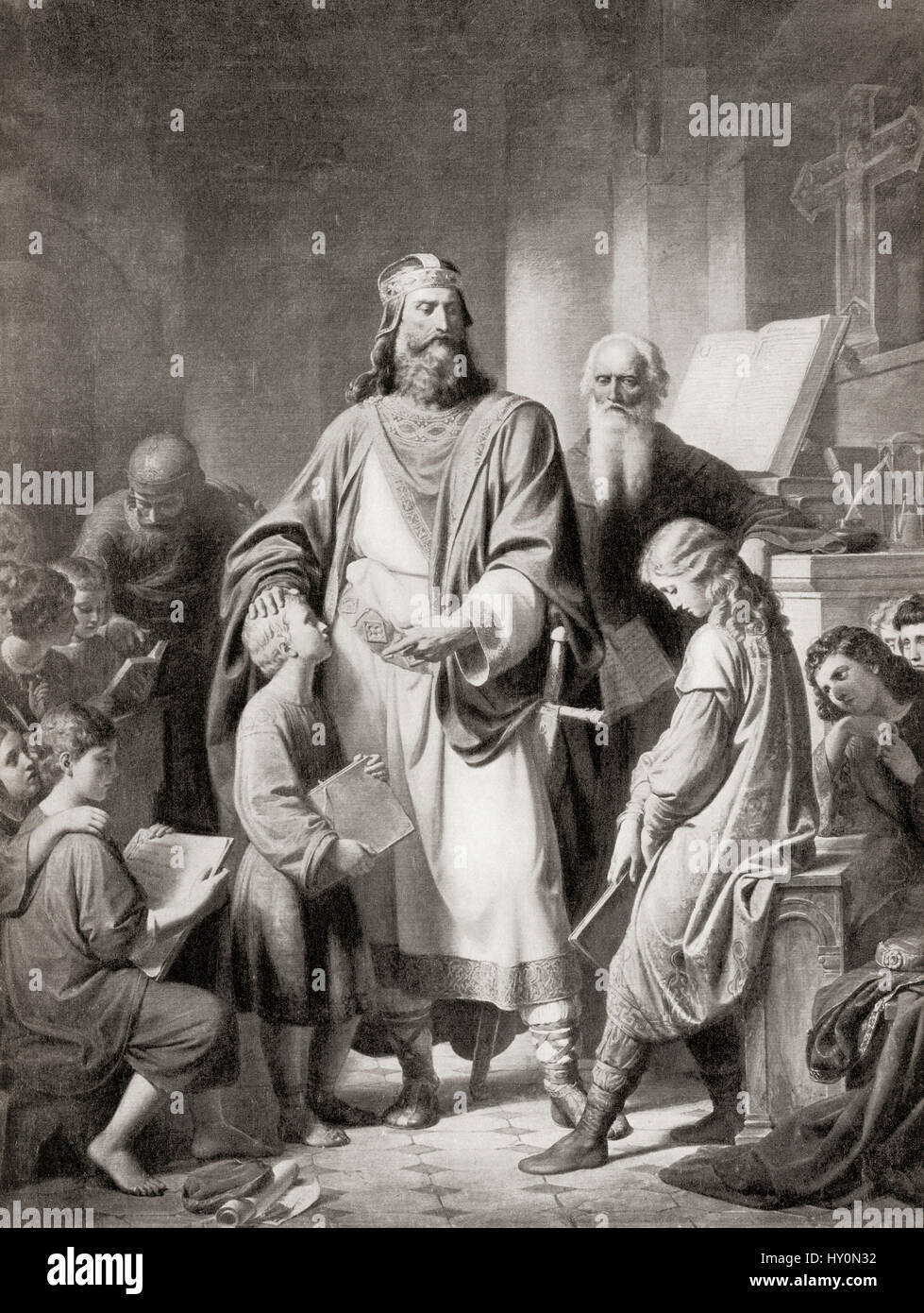 Charlemagne and his scholars. Charlemagne aka Charles the Great, 742