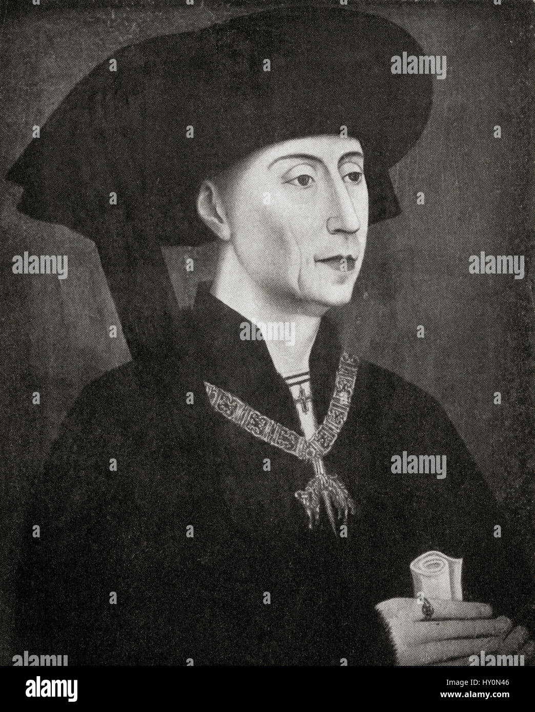 Philip the Good, 1396 – 1467.  Duke of Burgundy as Philip III from 1419 until his death. After Rogier van der Weyden.  From Hutchinson's History of the Nations, published 1915. Stock Photo