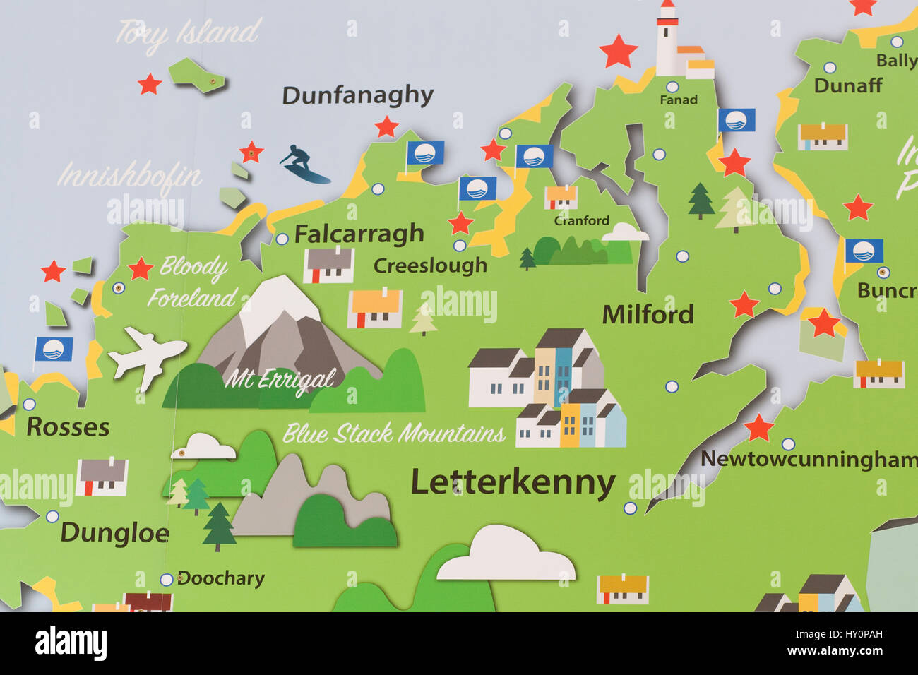 Map Of County Donegal Ireland HY0PAH 