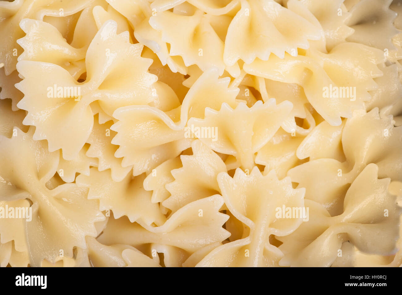 Cooked bow tie pasta noodles closeup macro Stock Photo Alamy