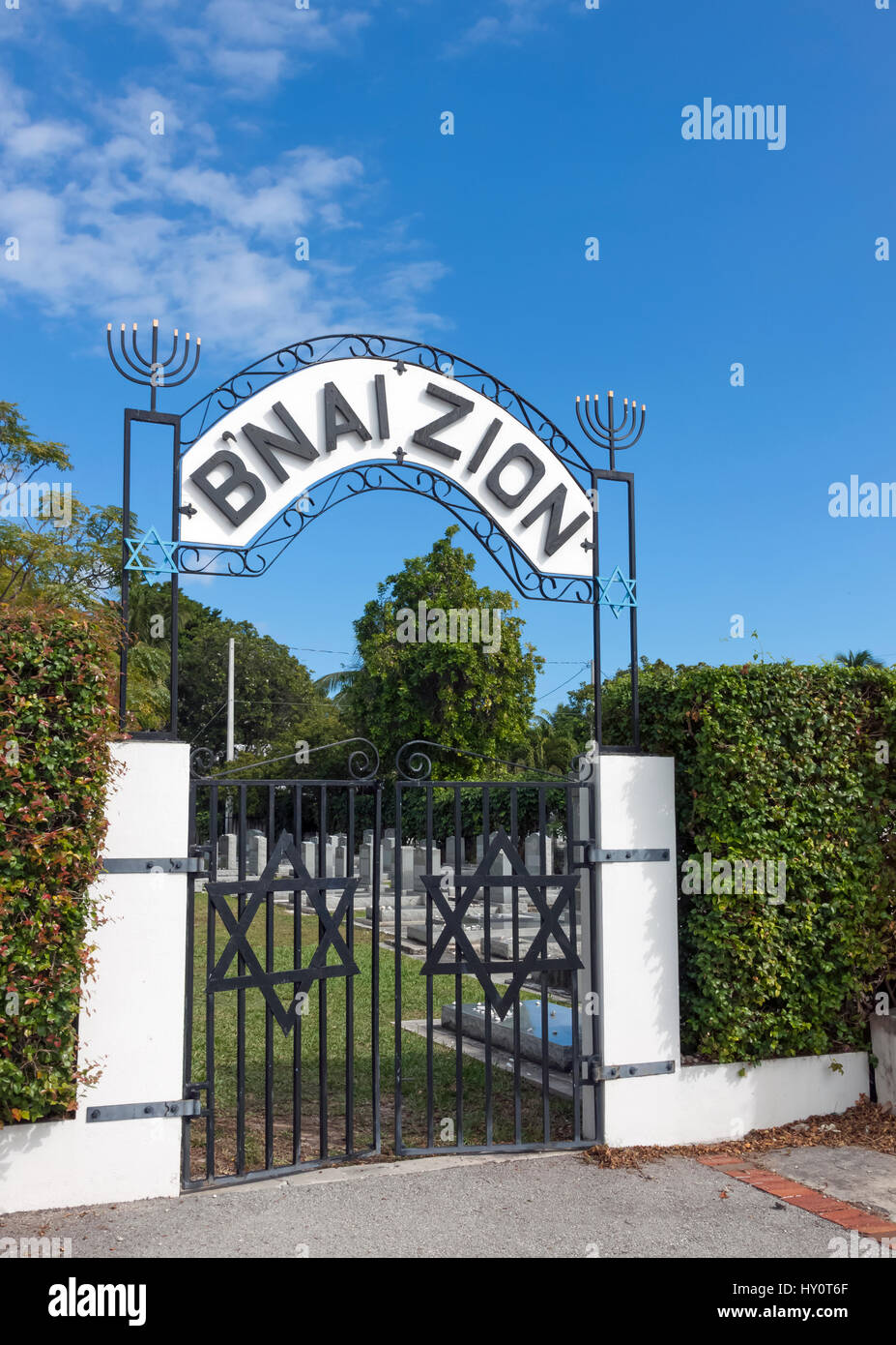 Jewish cemetery entrance gate in Key West, Florida, USA. Stock Photo