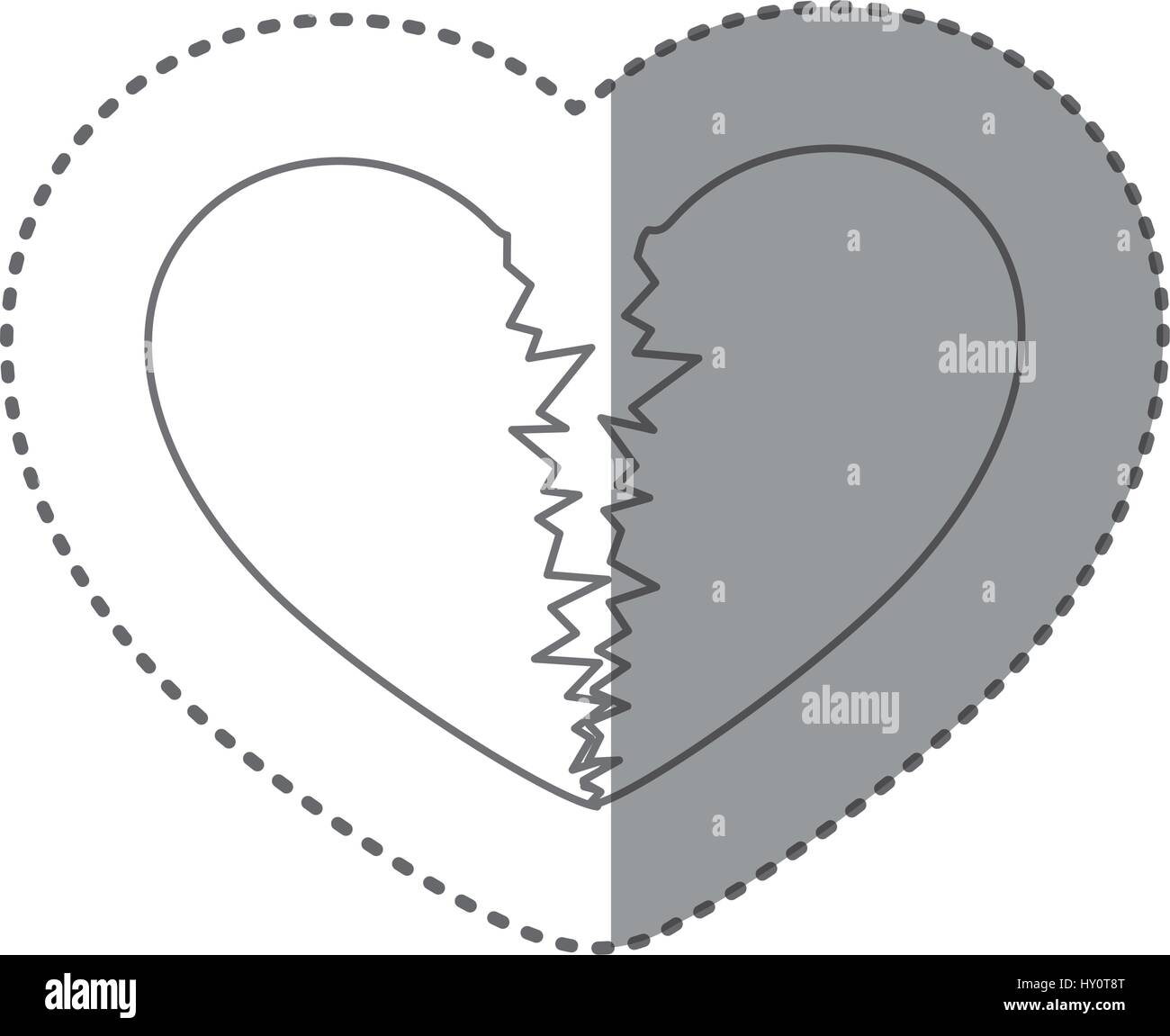 sticker monochrome silhouette of broken heart Stock Vector Image & Art ...