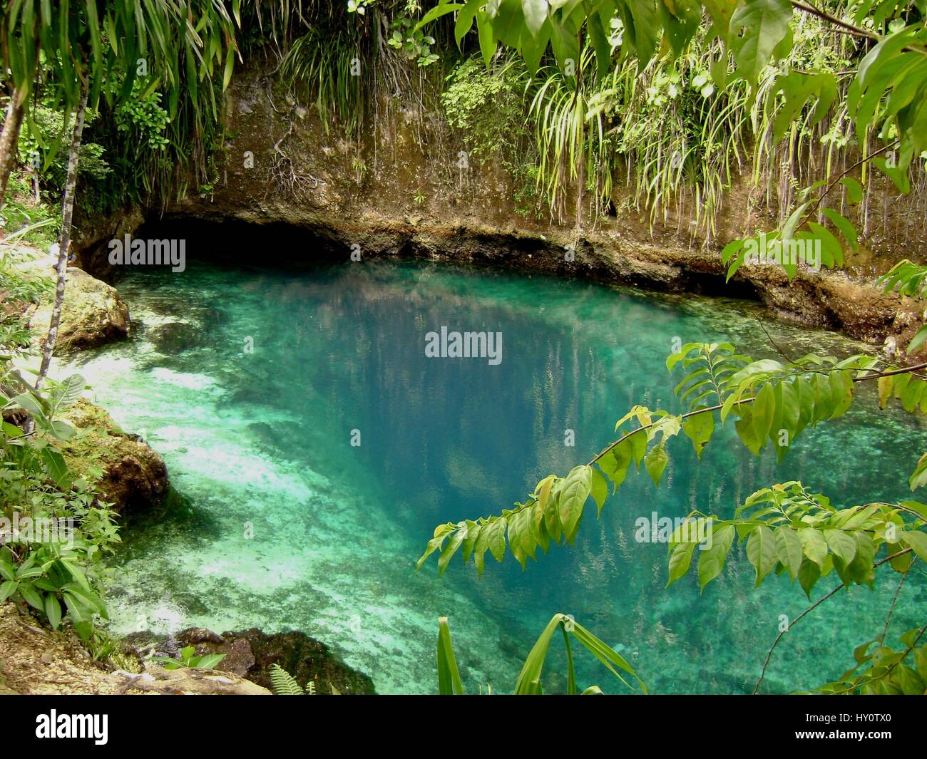 Hinatuan Enchanted River, Surigao del Sur, Philippines The Enchanted River in Hinatuan is believed to be enchanted. It is located in Mindanao, Philipp Stock Photo