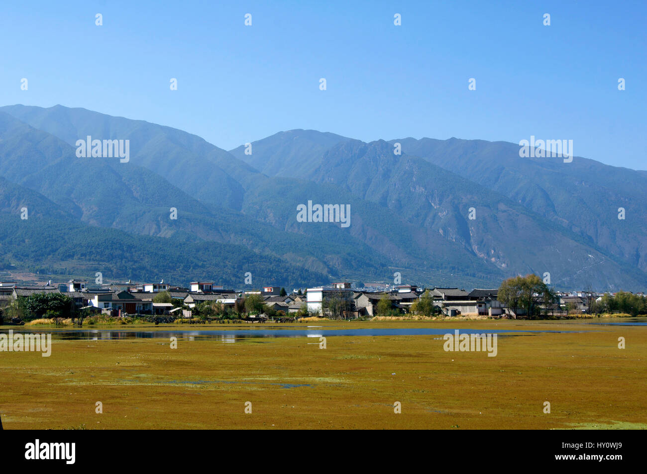 Changshan Mountains as seen from Erhai Lake Stock Photo