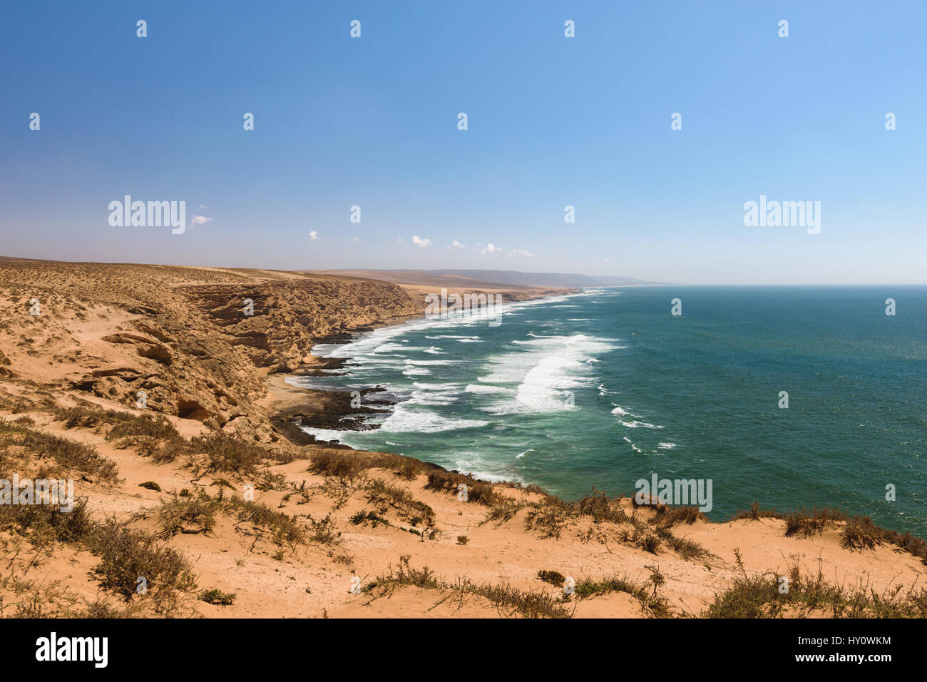 Rough colorful coastline, Atlantic, Morocco Stock Photo