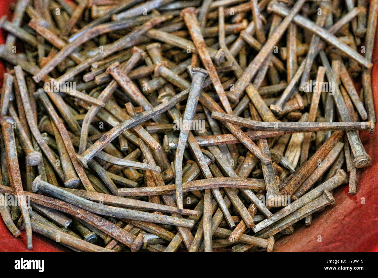 Rusty metal handmade antique nails Stock Photo Alamy