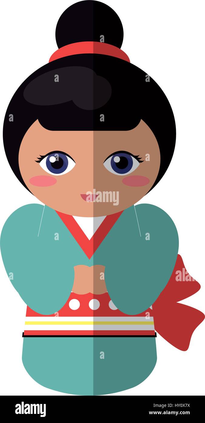 cute kokeshi doll traditional costume japanese Stock Vector Image & Art -  Alamy