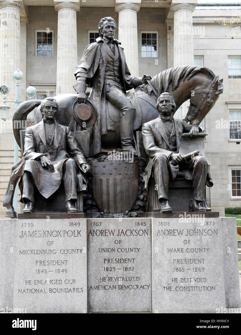 Statue of Presidents James Polk Andrew Jackson and Andrew Johnson State